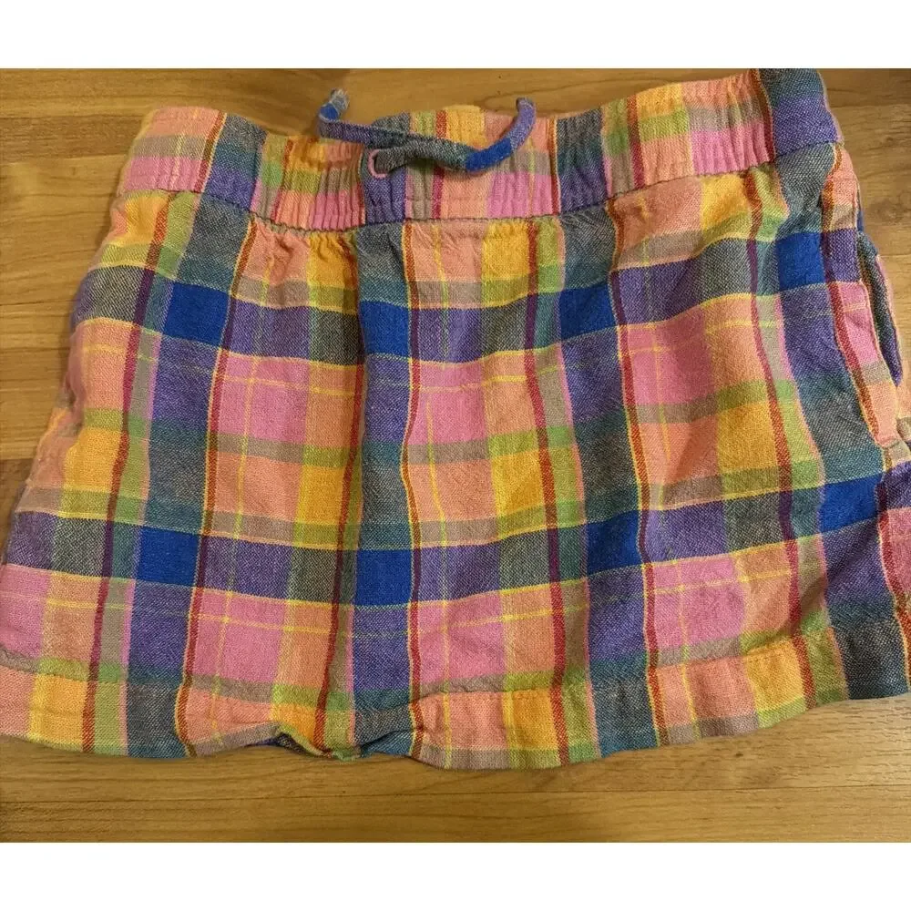 Old Navy Drawstring Elastic Waist Pull On Skirt Multicolor Plaid Girls Size XS